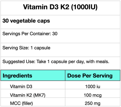 Vitamin D3 K2 (1000iu)