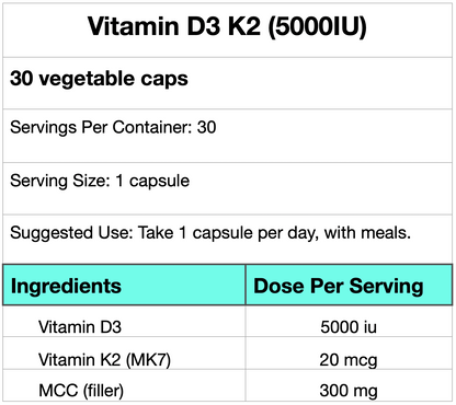 Vitamin D3 K2 (5000iu)